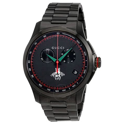 gucci g timeless black dial chronograph mens watch|Gucci g timeless review.